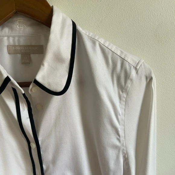 Vintage 00s Banana Republic Classic Button Down Shirt, White, Women’s Size 12 - Picture 4 of 7